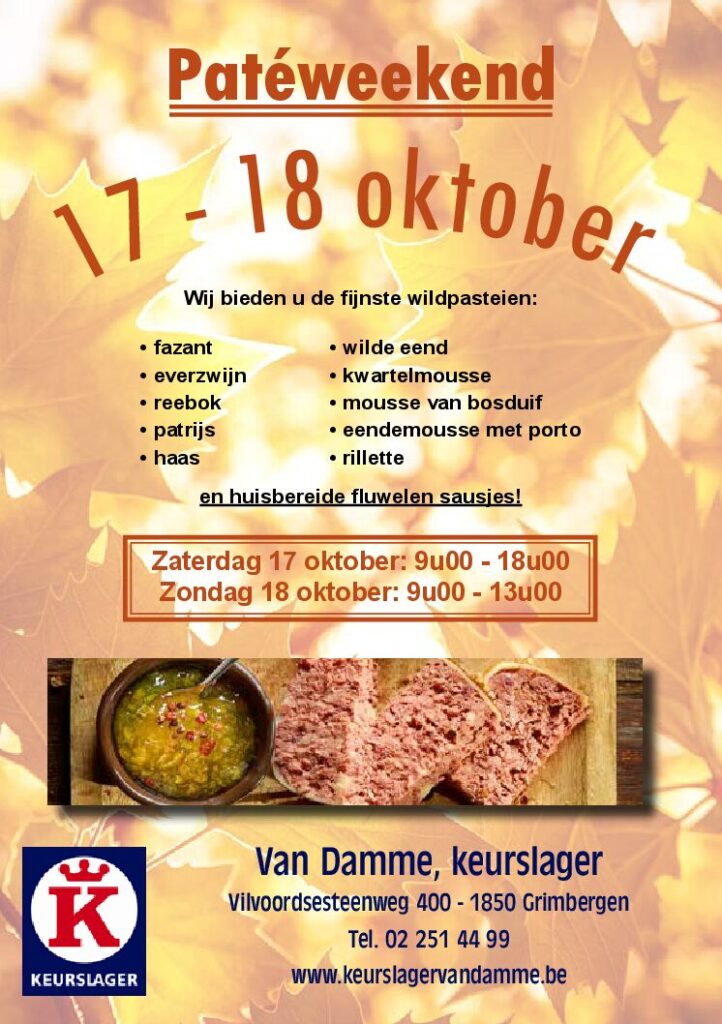 Flyer patéweekend 17 en 18 oktober 2026